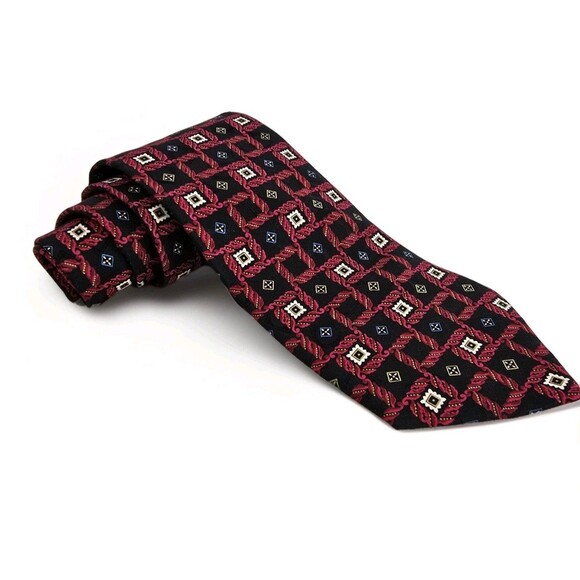 Brioni Necktie Mens Silk Geometric Pattern Tie Made In Italy Neiman Marcus New - Picture 1 of 16